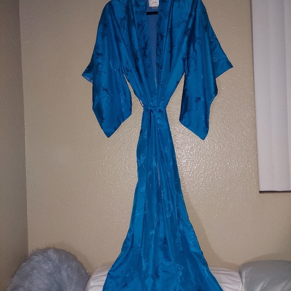 Silk Vintage Hong Kong Kimono Robe BURNING MAN FESTIVAL - Picture 2 of 11